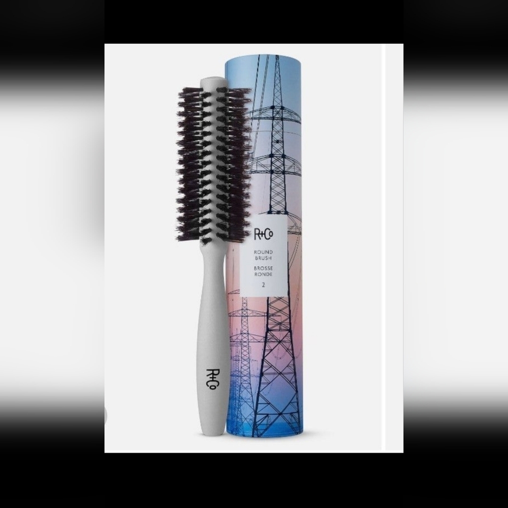 R+Co Round Brush 2 New In Box Natural Boar Hair